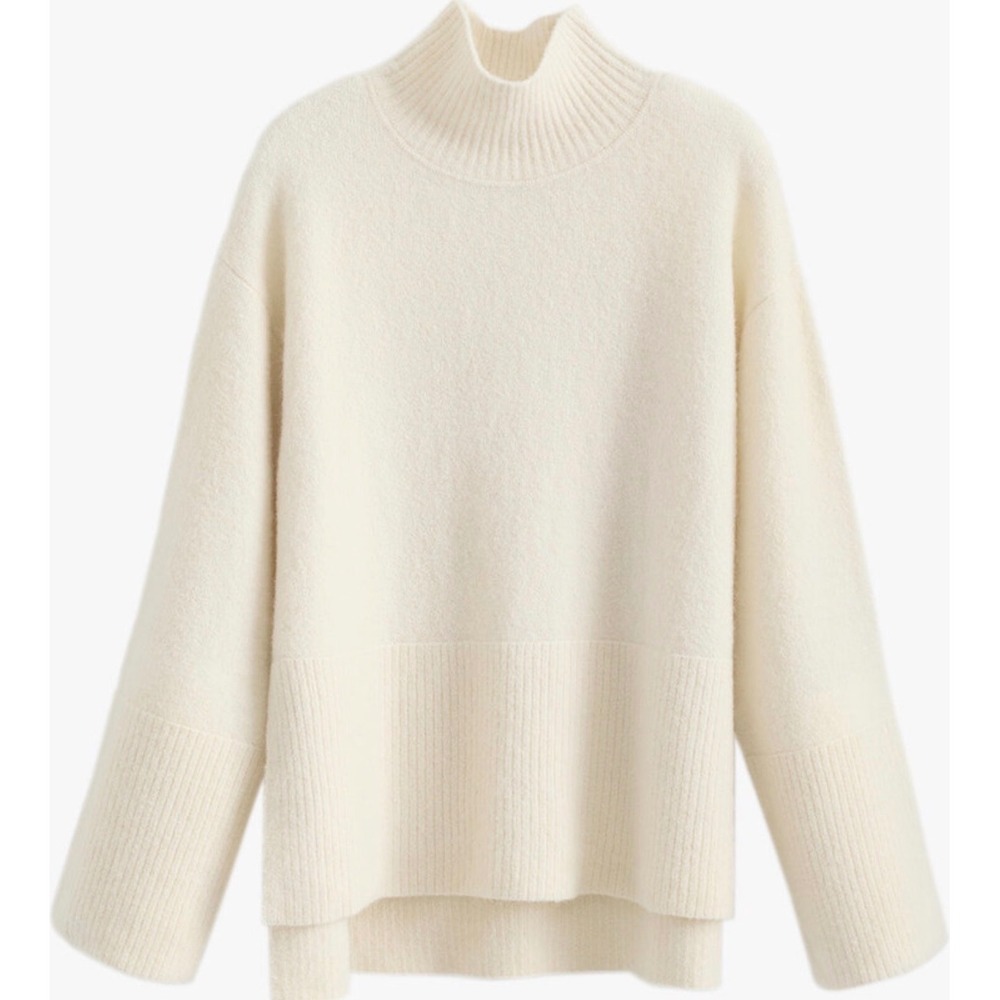 Cuyana Alpaca Wool Relaxed Turtleneck Sweater Ecru Cream XS NWT 20032423